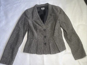 WORTHINGTON Women's Size Petite Small PS Gray Pleated Hem Lined JACKET Blazer - Picture 1 of 8