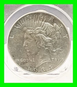 1934 Peace Dollar Graded AU-55 High Quality Rare Coin ANACS - (Details Polished) - Picture 1 of 5