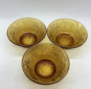 Indiana Glass Company~Tiara~Amber~5 1/2" ~Fruit/Salad Bowls~Set Of 3~Pre-owned - Picture 1 of 5
