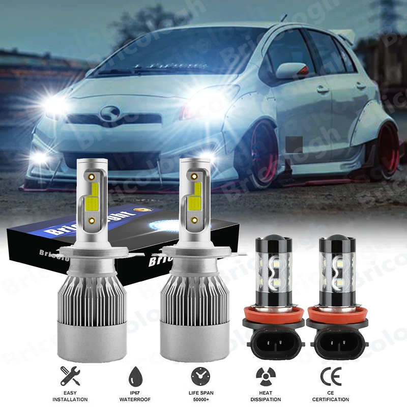 Faros antiniebla LED blancos Q para Toyota Yaris 4 puertas sedán 2007-2011-2019 Foto 1 de 4