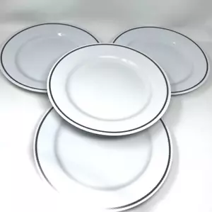 Lands End Porzellan 4er Set weiß mit grauem Seilband Speiseteller 11" - Bild 1 von 7