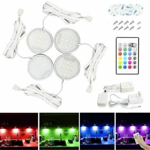 4Pack Puck Lights with Remote Control LED Under Cabinet Light RGB Color Changing - Picture 1 of 12