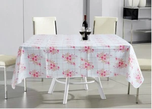 UK Stock Elegant Wipe Clean Tablecloth Oilcloth Vinyl PVC Printed Flower Green - Picture 1 of 8