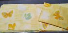 Vintage Pequot Bright Yellow Butteflies Twin Flat Sheet Pillowcase No Iron 39X76