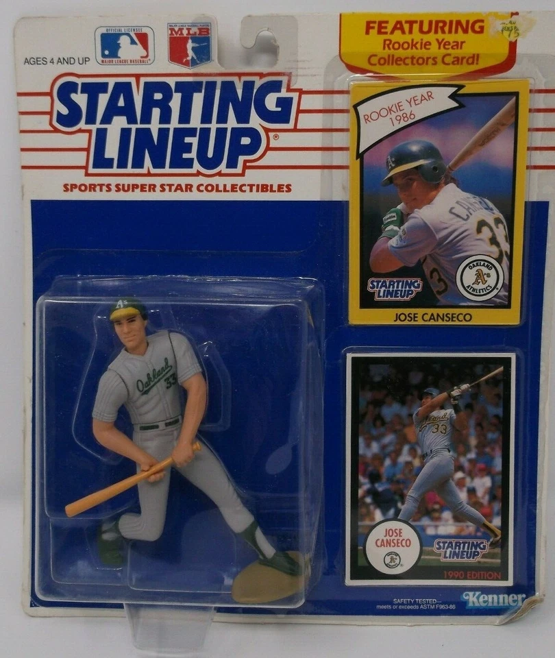 Vintage Starting Lineup 1990 MLB Jose Canseco Action Figure. Kenner With 2 Cards