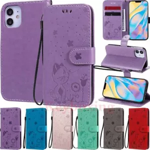 For iPhone 11 12 Pro XS Max XR SE 6 7 8 Wallet Card Slot Flip Leather Case Cover - Picture 1 of 43