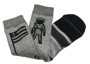 Stance Landed Crew Flag & Astronaut Grey & Black Socks Size Large (L) - Picture 1 of 8