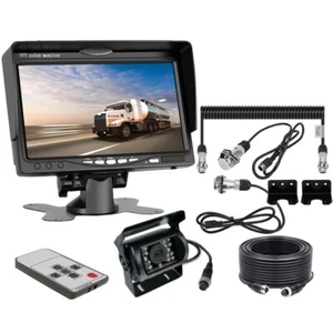 Caravan 7" Monitor 4PIN Rear View Camera Trailer Cable Suzy Coil Pair Mounts Kit - Picture 1 of 24