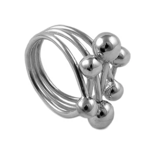 Ball Bead Cluster Ring 925 Sterling Silver Wide Cross Over Band UK Size M - Picture 1 of 5