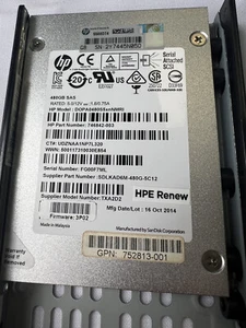 LOT OF 3 HP 480GB SAS SSD 710386-001 DOPA0480S5xnNMRI E7W54A 3PAR 752840-001 - Picture 1 of 6