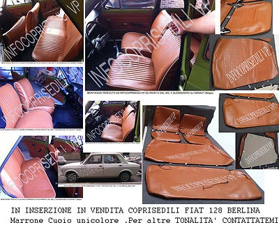 FIAT 128 BERLINA faro tondo COPRISEDILI SERIE COMPLETA MARRONE "CUOIO" uni — 第 1/2 张图片