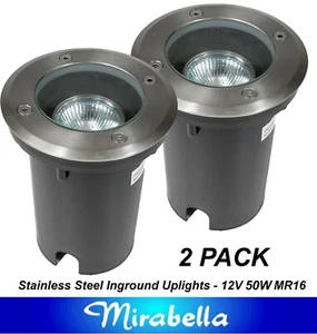 2 x Stainless Steel Inground Garden Uplights 12V 50W MR16 Low Voltage Round - Picture 1 of 9