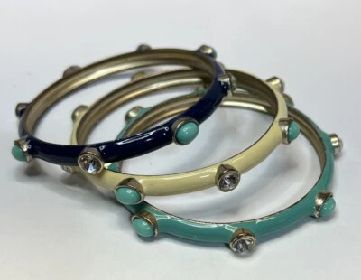 Lote de 3 Pulsera Esmalte Turquesa Cabachon Estrás, Azul Crema, Turquesa Foto 1 de 4