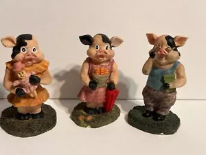 Lipco Vintage 3er Set Resina City Schweine, rosa & schwarz, 3,5" groß - Bild 1 von 10