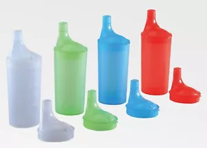 Plastic Feeding Cup with 2 LIDS - Adult Feeder Beaker with Large and Narrow spou - Picture 1 of 2