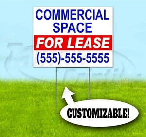 COMMERCIAL SPACE FOR LEASE CUSTOM 18x24 Yard Sign WITH STAKE Bandit USA REALTY - Picture 1 of 4