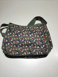 Disney Animaciones Mickey Mouse Verde Oliva Cremallera Nylon Bolso de Hombro Bolso - Imagen 1 de 4