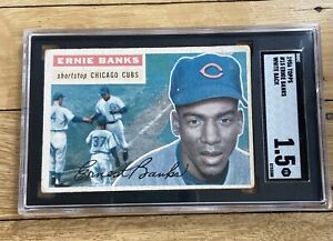 + 1956 Topps #15 Ernie Banks White Back CUBS SGC 1.5
