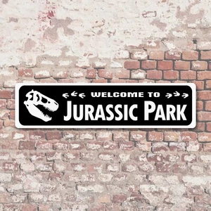 Welcome to Jurassic Park 6"x24" Aluminum Sign Plaque - Picture 1 of 4