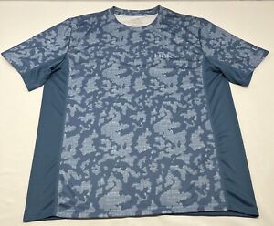 HUK Fishing Shirt Blue Camo Size XL Performance Fabric Short Sleeve Fishing Hike