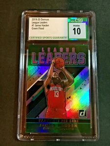 2019-20 Panini Donruss League Leaders GREEN FLOOD #1 James Harden Rockets CGS 10 - Bild 1 von 2