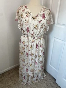 Indigo Rose 3X Maxi Dress Cottage Core Boho Peasant Whimsy Romantic - Picture 1 of 15