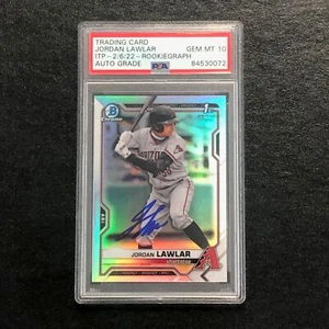 2021 Bowman Chrome Refractor #BDC-194 Jordan Lawlar Signed PSA Auto 10 RC - Picture 1 of 2