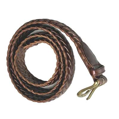 Gap Women's Braided Leather Belt L 36 38 Brown Solid Brass Buckle Adjustable - Image 1 of 4