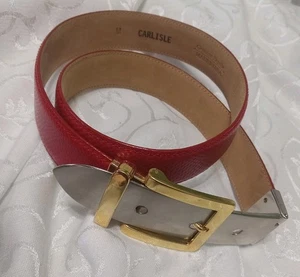 Vintage Carlisle Red Snakeskin Belt Gold Buckle Small 27 Inches Small/medium - Picture 1 of 7