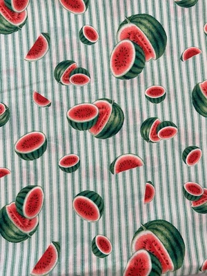 "Tela de algodón a rayas verde sandía Wamsuta vintage 3 yardas X 44""" Foto 1 de 4