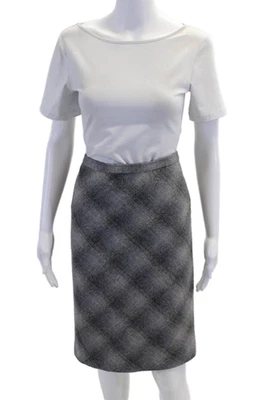 KORS Michael Kors Mujer Espalda Cremallera Hasta la Rodilla Cuadros Falda Lápiz Gris Talla 4 Foto 1 de 4