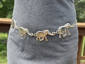 Vintage Elefant Kettenglied Gürtel Metall silberfarben 34" größenverstellbar 80er - Bild 1 von 3