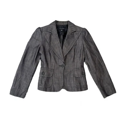 Blazer de mezclilla de un solo botón Banana Republic para mujer almohadillas ajustadas talla 6 Foto 1 de 4