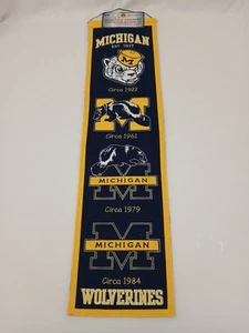 Michigan Wolverines NCAA Winning Streak Heritage Banner Embroidered  Wool USA - Picture 1 of 12