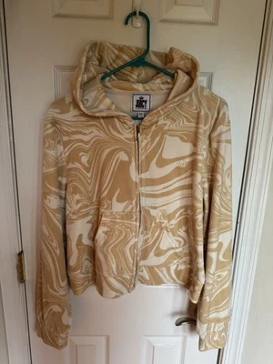 Juicy Couture Mujer XXL Tostado Madera de Playa Remolinos Cremallera Sudadera con Capucha Foto 1 de 4