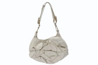 YVES SAINT LAURENT Rive Gauche Leather One-Shoulder Bag Ivory from Japan Used - Image 1 of 4