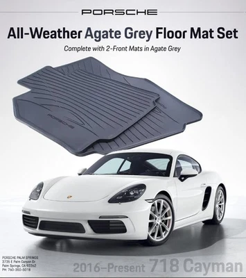 2016-2025 Porsche 718 Cayman All Weather Rubber Floor Mats in Agate Grey Color - Image 1 of 2