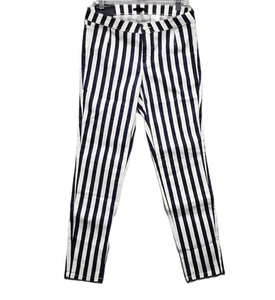 H&M Striped Super Slim Skinny Jean Dark Denim BLUE and WHITE Stripes Size 12 NWT - Picture 1 of 7