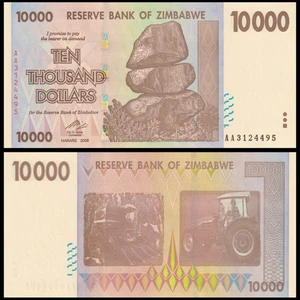 🇿🇼Zimbabwe 10000 Dollars ( 10,000 ) 2008 P 72 B163a AA Prefix Crisp GEM UNC - Picture 1 of 5