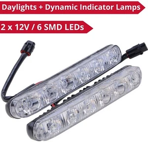 2x 12V LED DRL Luces de Día + Blanco Funcionamiento Indicadores Dinámicos Lámparas Pickup Coche Furgoneta - Imagen 1 de 9