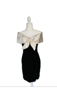 Steven Stolman Ann Taylor Collab Vintage 90s Velvet Satin Bow Formal Prom Dress - Picture 1 of 9