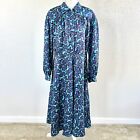 Leslie Fay Vintage Kleid Größe 10 Shirttaille plissiert Urlaub blau lila Paisley