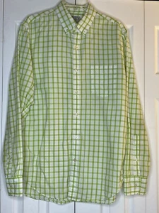 J. Crew Button Down Shirt Men's White Green Checkered Long Sleeve 100% Cotton M - Picture 1 of 3
