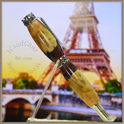 Pluma de escritura hecha a mano bolígrafo fuente Mallee burl y resina plumas de madera 1454a Foto 1 de 4