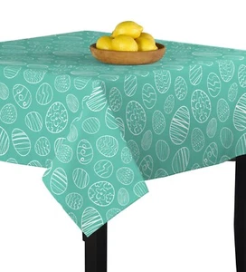 Hand Drawn Easter Eggs Teal Signature Square Tablecloth Assorted Sizes - Picture 1 of 1