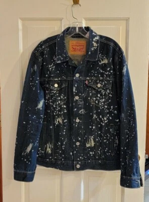 CHAQUETA LEVIS THE TRUCKER PUNTO BLANQUEADO CLÁSICO JEANS CHAQUETA VAQUERA HOMBRE TALLA L Foto 1 de 4