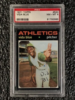 Topps Baseball 1971 #544 Vida Blue PSA 8 Foto 1 de 2