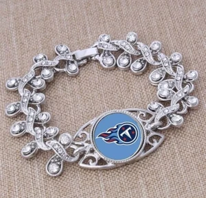 New Football Bracelet Round Charm Clasp Bracelet Tibetan Silver Rhinestones - Bild 1 von 3