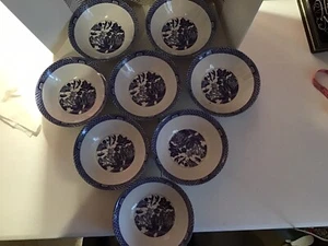 Vintage Royal Cuthbertson Blue Willow 8 Pcs Soup, Salad, Bowls - Picture 1 of 4