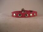 LEATHER HOT PINK FLAT STUDS CAT COLLAR